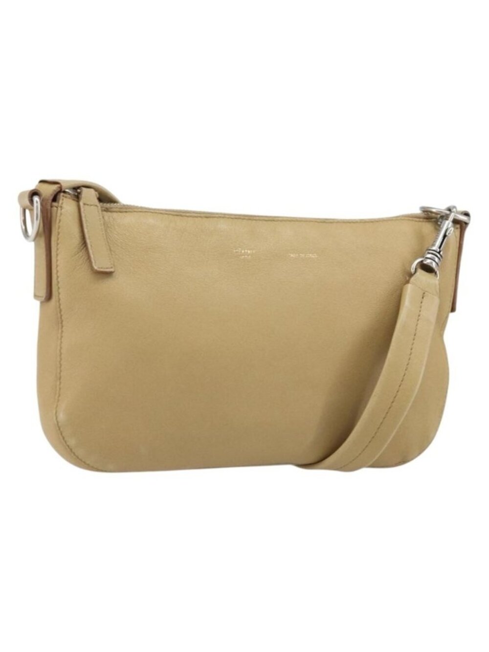 Authentic CELINE Shoulder Bag Leather Beige